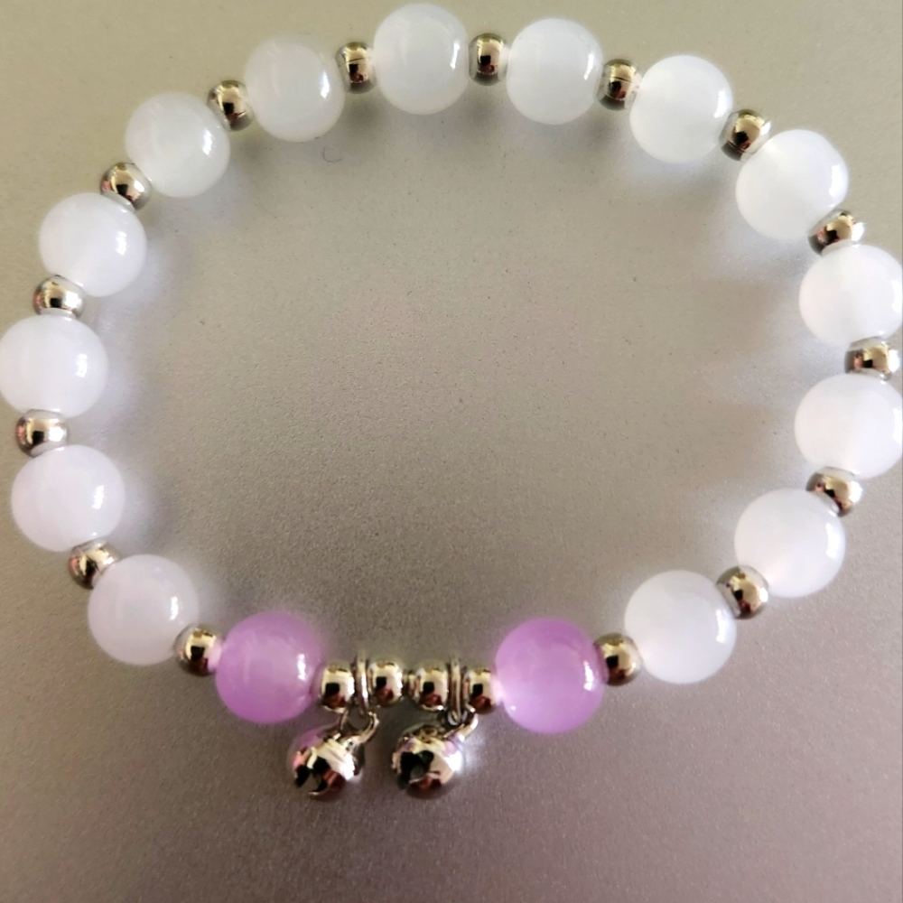 Quartz Pink Rose Beaded Bracelet Unique Valentine's Day Gift For Girlfriend Wife